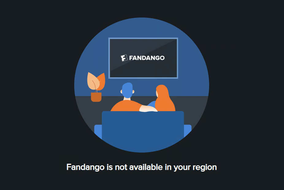 Bereitgestellter Screenshot: So sieht die regionale Zugriffssperre bei Fandango aus.