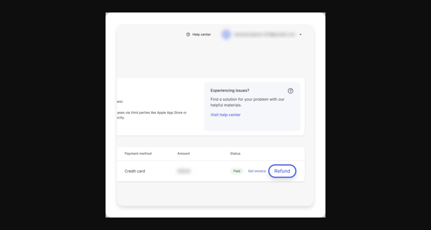 NordVPN-Hilfebild: „Refund“ erscheint bei einer für diesen Ablauf berechtigten Zahlung.